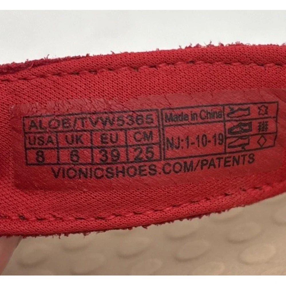 Vionic Aloe Orthotic Support Red  Leather  Sz 8 Women's FitFlop Thong Sandal/EUC